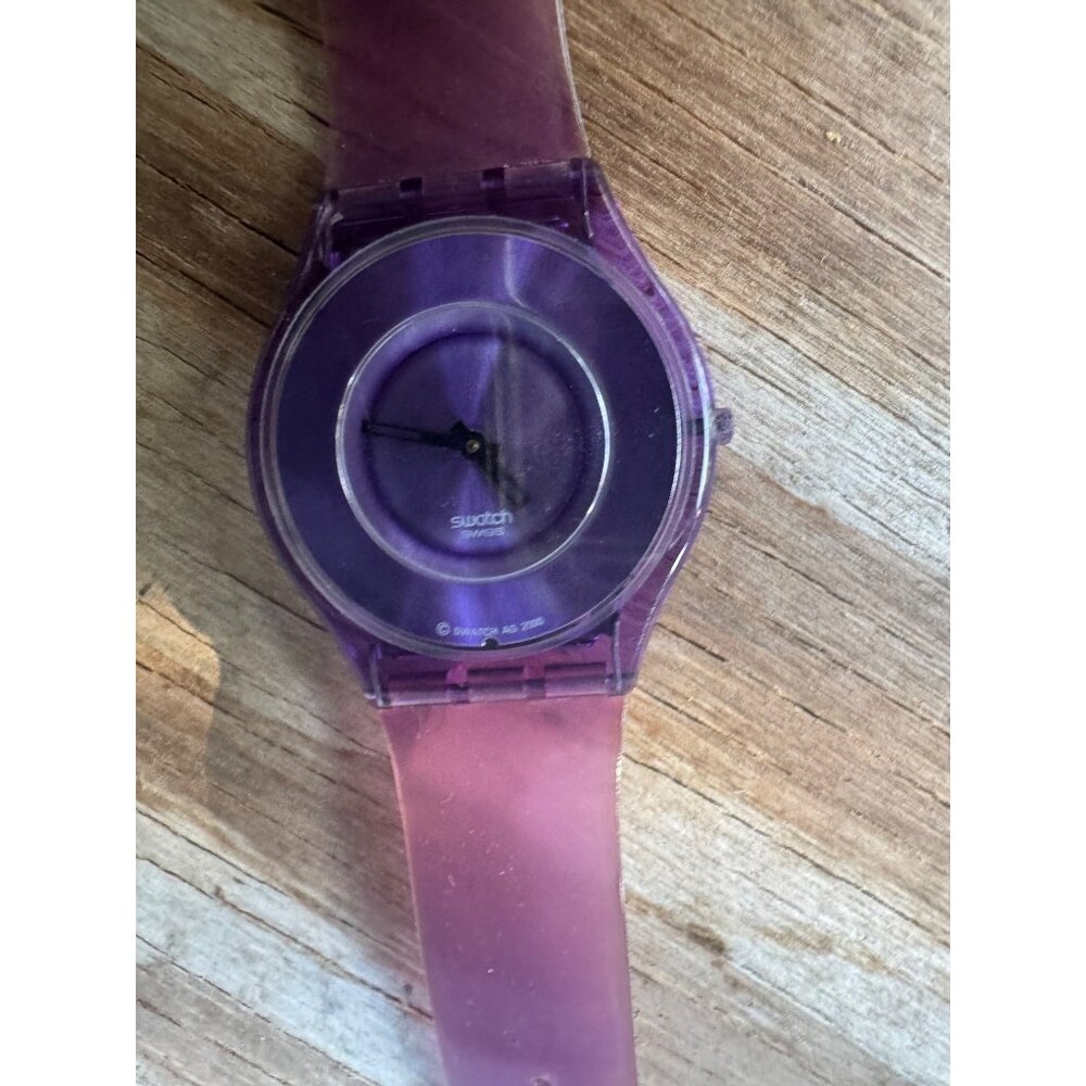 Swatch Watch Purple Jelly SFV101 Unisex Transparent Swiss Skin 200s Quartz 34mm - Picture 4 of 7